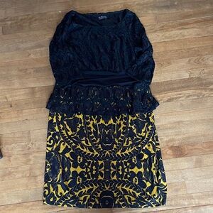 Vintage Elegant GiGi black and Gold plus size Long Sleeve size 14/16 Dress